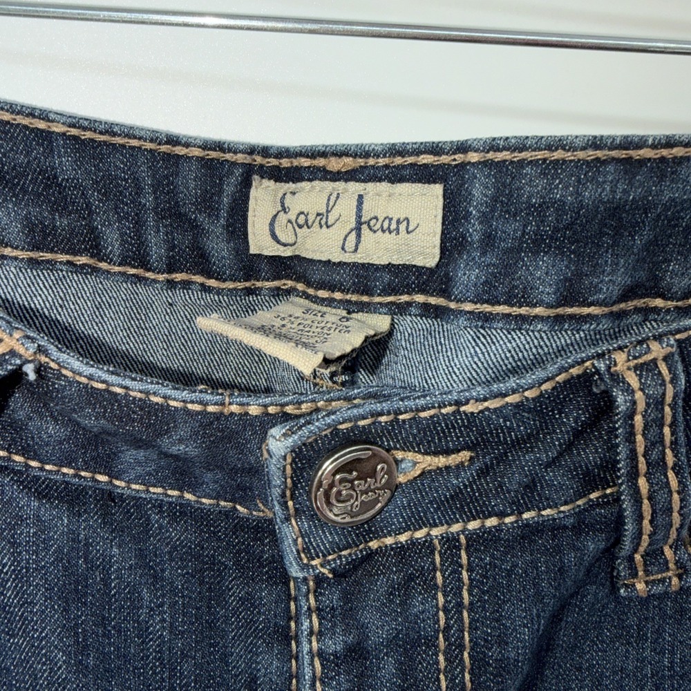 Earl Jeans Dark Blue Embellished Flip Pocket Rhinestone Accents, Women's Size 8 - Picture 7 of 9